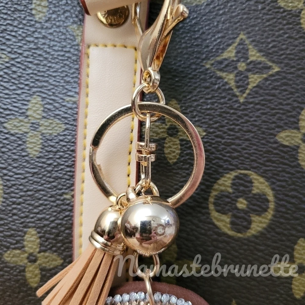 Western Boot Crystal Rhinestone Keychain Bag Charm With Tan Tassel